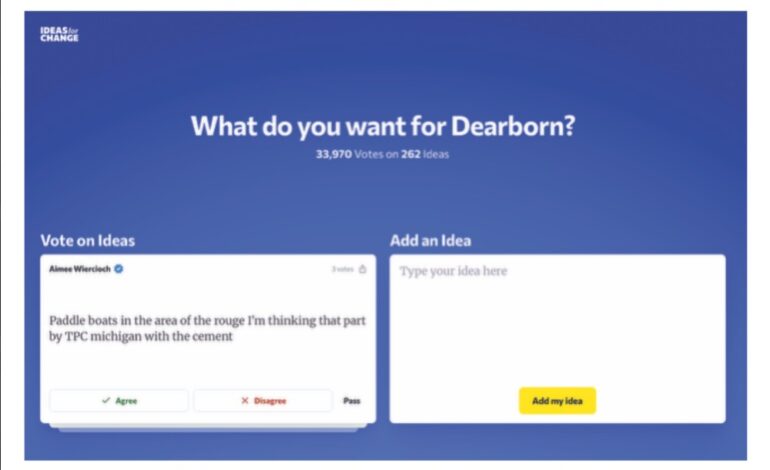 ‮«‬أفكار‭ ‬من‭ ‬أجل‭ ‬التغيير‮»‬‭ .. ‬ديربورن‬ تستطلع‭ ‬آراء‭ ‬سكّانها‭ ‬عبر‭ ‬الإنترنت